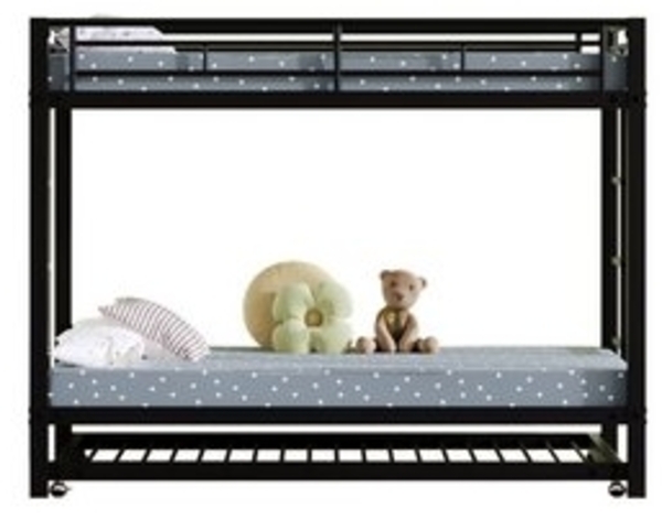 Flieks Etagenbett, Metallbett Hochbett Kinderbett 90x200cm mit Ausziehbett 90x190cm Bild 6