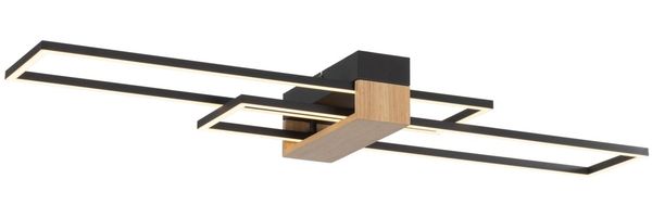 Novel LED-Deckenleuchte, Holz braun/schwarz, 25 x 9 x 96.5 cm, 2025 lm warmweiß