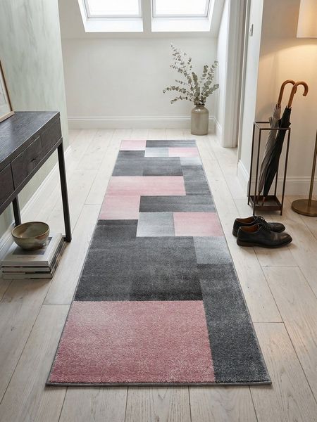 KADIMA DESIGN Teppich SERENO Wohnzimmer Schlafzimmer Waschbar Wohnzimmerteppich Modern, Läufer, Höhe: 13 mm, Pink, 80x150 cm, Esszimmer Strapazierfähig Waschbar