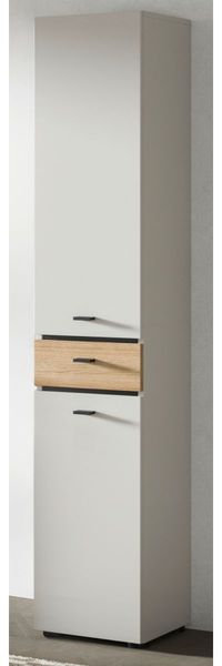 Badezimmer Hochschrank Matteo in Kaschmir und Eiche 32 x 191 cm