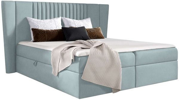 99rooms Orlando Boxspringbett 140x200 cm Velours MONOLITH Silber Bild 2