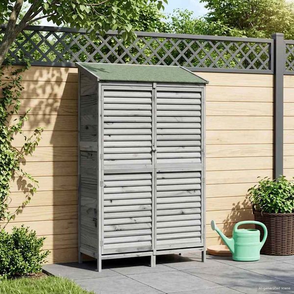 vidaXL Garten Shed Grau 106 x 56 x 176,5 cm Massivholz aus Fichte 42033466