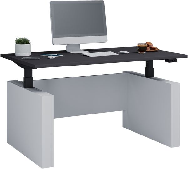 VCM Schreibtisch Salia 922370 Weiß / Anthrazit H. 73-122 x B. 138 x T. 80 cm