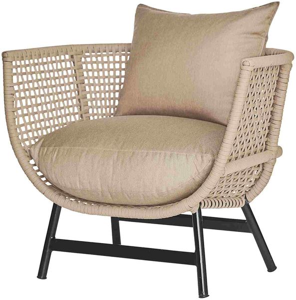 Gartensessel Loungesessel Suka aus Aluminium, modern und wetterfest, taupe, gepolstert, mit Armlehnen