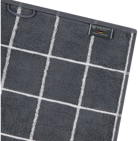 Ross Sensual Skin Karo 4 tlg. Frottier-Set - 2 X Handtuch (50 X 100cm), 2 X Duschtuch (75 X 140cm) - 500 - Anthrazit