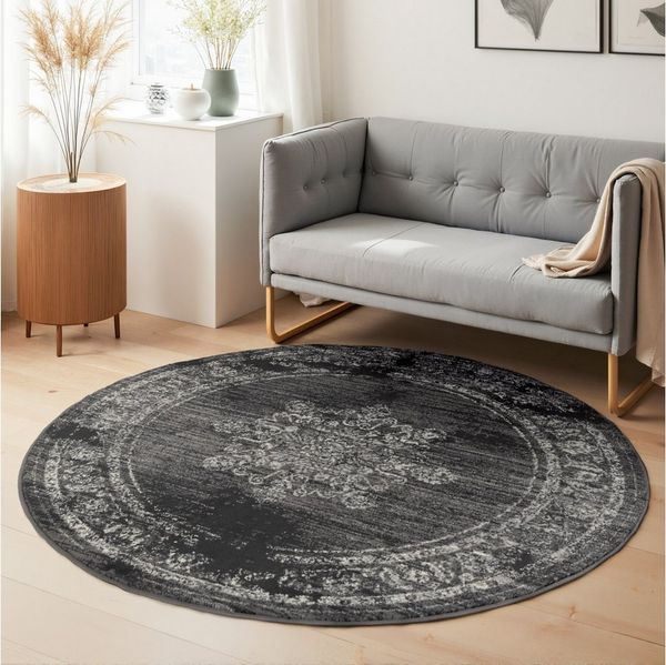 HANSE Home Teppich Lydia, rund, Höhe: 9 mm, Wohnzimmer, Schlafzimmer, Flur, Kurzflor, orientalisch, Vintage, weich