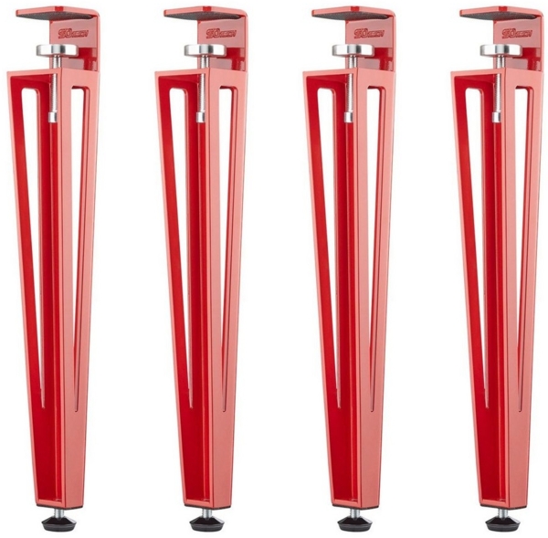SO-TECH® Tischbein ColorLine in F-Form konisch zulaufend von 70 auf 40 mm, mit Klemmschraube (ohne Bohren) - rot - Höhe 464 mm - 4x