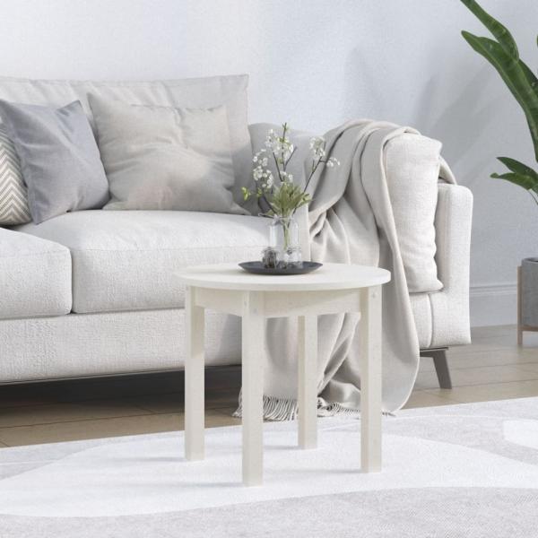 vidaXL Couchtisch Weiß Ø 45x40 cm Massivholz Kiefer 822333