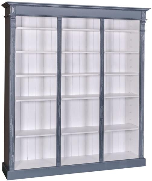 Casa Padrino Landhausstil Bücherschrank Antik Blau / Weiß 180 x 39 x H. 197 cm - Massivholz Schrank - Regalschrank - Wohnzimmerschrank - Landhausstil Möbel