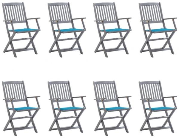 Klappbare Gartenstühle 8 Stk. mit Kissen Massivholz Akazie