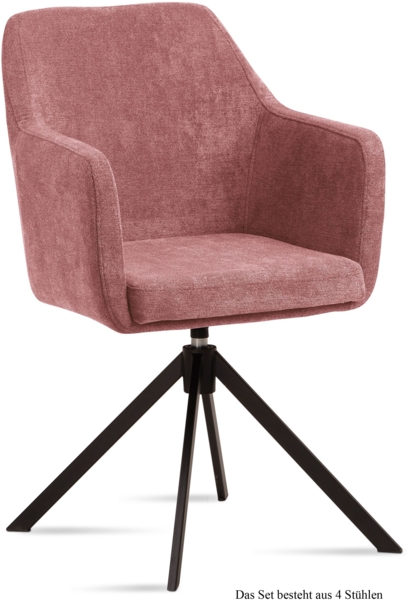 Armlehnstuhl drehbar (4er-Set) Denice 57x87x60 Schwarz/Rosewood