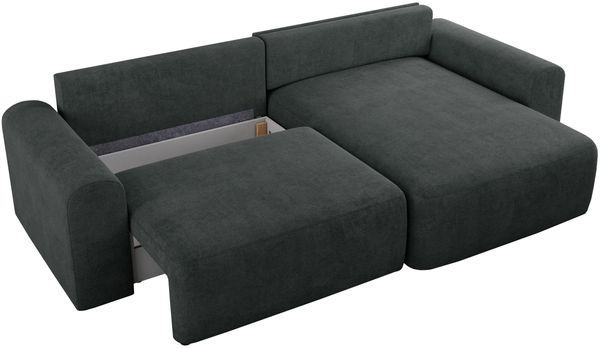 MKS Meble 'Nelson' Ecksofa mit Schlaffunktion und Bettkasten, L-form, Dunkelgrau, Stoff Bild 5