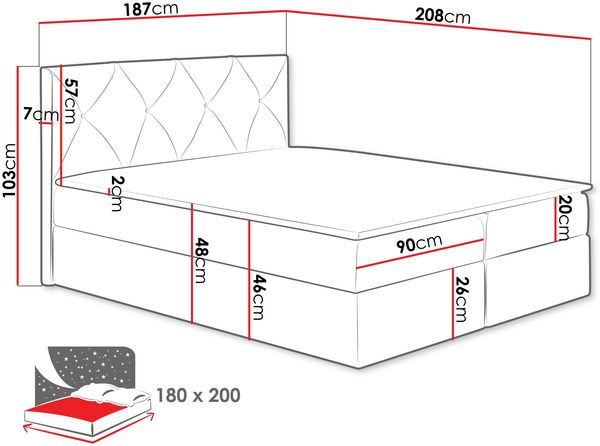Boxspringbett Nakir, Hellgrau, 180x200 cm Bild 4
