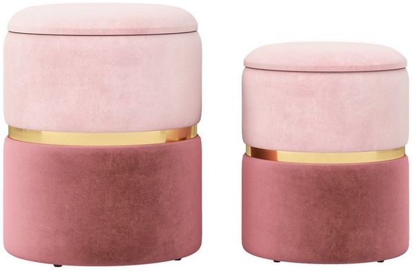COSTWAY Sitzhocker (2er Set), mit Stauraum, Fußhocker gepolstert, stapelbar