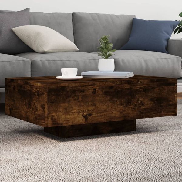 vidaXL Couchtisch mit LED-Leuchten Räuchereiche 85x55x31 cm 836613
