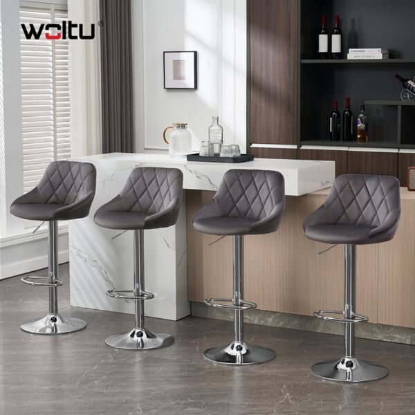 WOLTU BH138dgr-2 Barhocker Tresenhocker, gut gepolsterte Sitzfläche aus Samt, Höhenverstellbar, Drehbar, 2 x Hocker, Dunkelgrau
