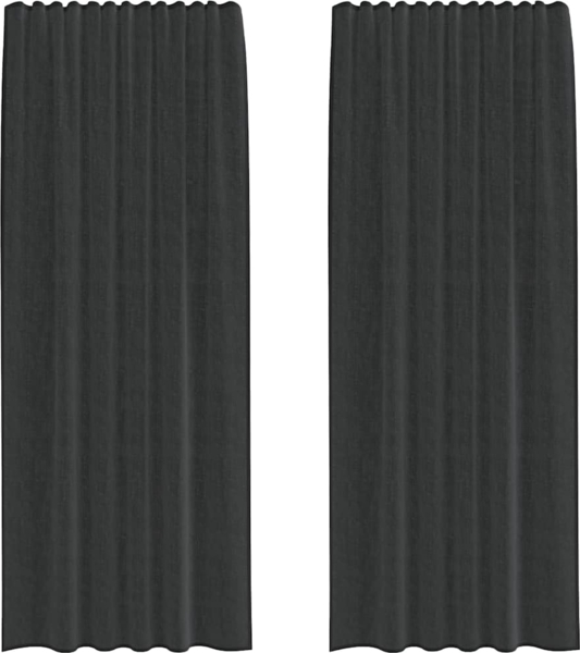 vidaXL Voile Vorhänge mit Stangentaschen 2 Stk. Schwarz 4102169