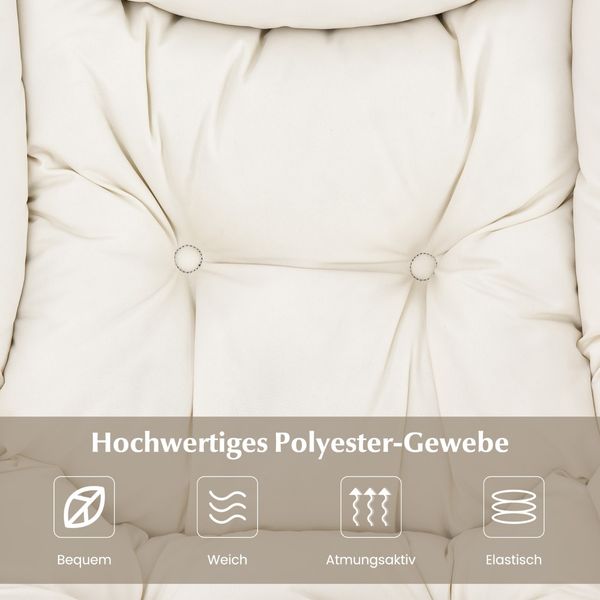 Sessel mit Hocker & Armlehnen & Seitentasche & Fußstütze Relaxsessel Ohrensessel Beige