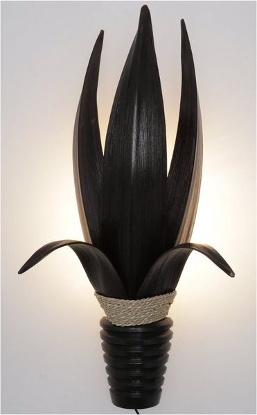 Guru-Shop Wandleuchte Palmenblatt Wandlampe, in Bali handgefertigt., Leuchtmittel nicht inklusive