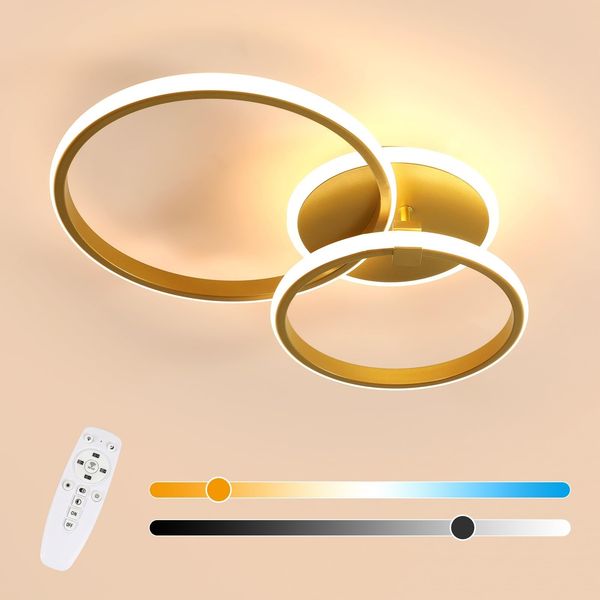 Comely LED Deckenleuchte, 42W 4700LM Deckenlampe Dimmbar mit Fernbedienung, 3000K-6500K, Moderne Goldene Runde Deckenleuchten für Wohnzimmer Schlafzimmer Esszimmer