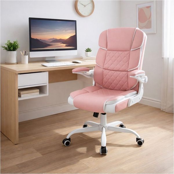 HTI-Living Schreibtischstuhl Bürostuhl drehbar mit Wippfunktion Kunstleder Rosa (Stück, 1 St)