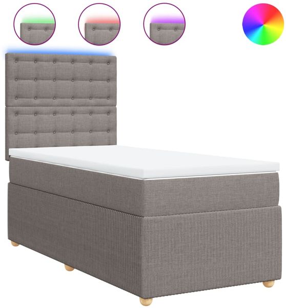 vidaXL Boxspringbett mit Matratze Taupe 90x200 cm Stoff 3294257 Bild 2