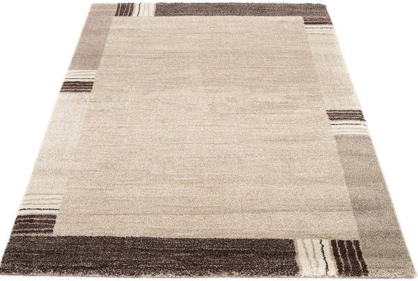 OCI DIE TEPPICHMARKE Teppich CASTLE FLORA, auch als Läufer und in rund, rechteckig, Höhe: 20 mm, dichter Frisé Kurzflor, farbiger Bordüre, Wohnzimmer, Schlafzimmer