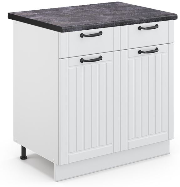 Küchenunterschrank Fame-Line Weiß Landhaus 80 cm , AP Anthrazit Vicco
