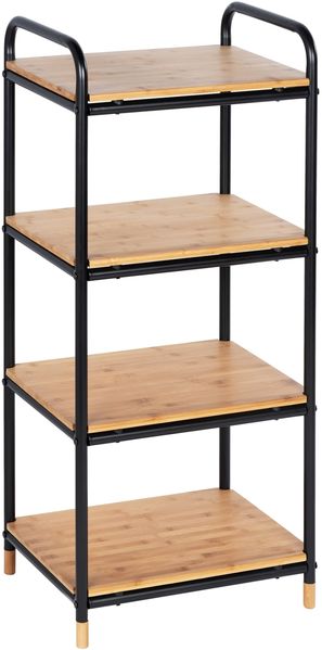 WENKO LOFT Badregal, Braun/Schwarz, mit 4 Etagen, Bambus