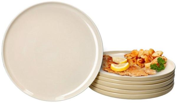 Ritzenhoff 6x Jasper Speiseteller Ø25,4cm Vanille Steingut 6 Personen Essteller