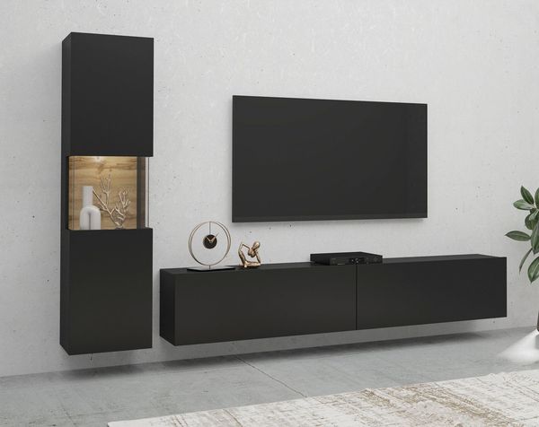 Home affaire Wohnwand Ava, Wohnzimmer-Set hängend/stehend montierbar, Vitrine, Lowboard, 2-tlg.