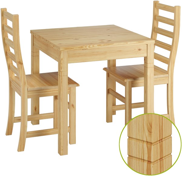 Essecke mit Tisch und 2 Stühle Kiefer natur Massivholz 90.70-50 B -Set 21