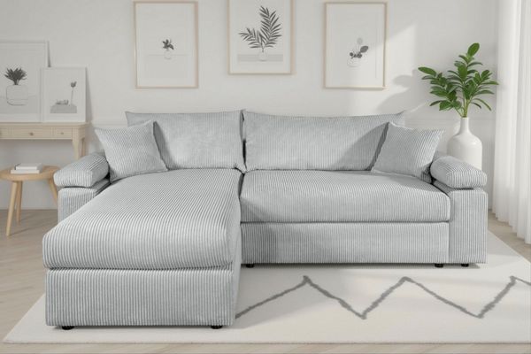 OTTO home Ecksofa Cosy L-Form, B: 234 cm, Sitzaufbau im Sandwich-Federkern, 2 Zierkissen, Mega-Sofa, Cord oder Struktur weich, Kaltschaumauflage