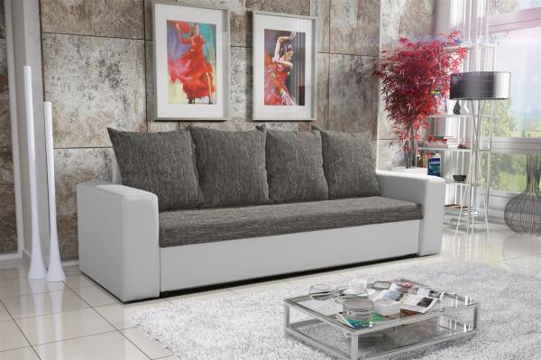 Sofa Schlafsofa inklusive Bettkasten NINA Weiss / Grau