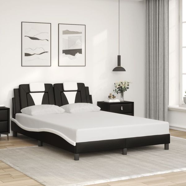 vidaXL Bettgestell "Viana" ohne Matratze Schwarz und Weiß 140x190 cm Kunstleder 3208094