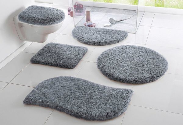 OTTO home Badematte Merida, Badvorleger, Badezimmer Teppich, Höhe 32 mm, rutschhemmend beschichtet, schnell trocknend, strapazierfähig, fußbodenheizungsgeeignet, Kunstfaser, wellenförmig, Badteppich, Uni Farben, rechteckig, rund & als 2-tlg. Set erhält...