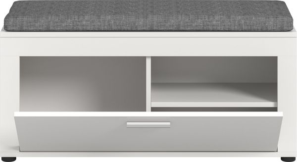 xonox. home Garderobe Jam X8BA9632 Sitzbank inkl. Sitzkissen Bank in weiß Nb, ca. 100 x 44 x 35 cm Bild 3
