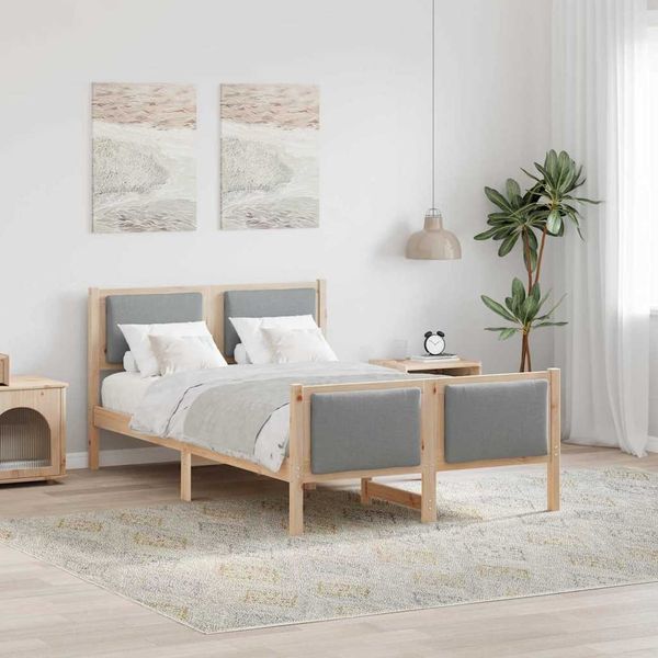 vidaXL Bettrahmen mit Kopfteil Hellgrau 120 x 190 cm Stoff 878344