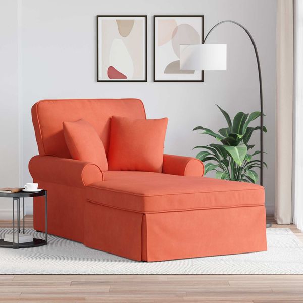 vidaXL Chaise Lounge mit Rock mit Kissen 3 pcs Rot-Orange Cordstoff 42022953