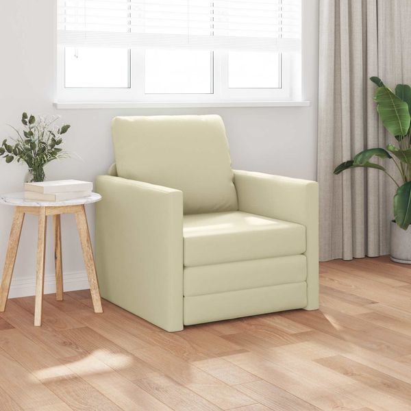 vidaXL Schlafsofa 60cm Creme Kunstleder 4106631