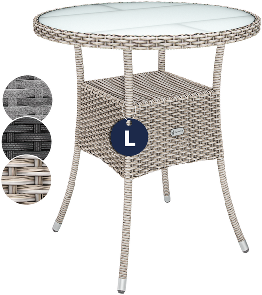 CASARIA® Polyrattan Balkontisch Beistelltisch Ø 60cm Grau Beige