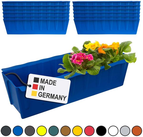 Hossi's Wholesale 12 Euro-Paletten Blumenkästen-Einsätze | 37,3cm Blau | Pflanzkasten für Europalette Palette | Balkonkasten | Blumentopf | aus stabilen Kunststoff | Made in Germany