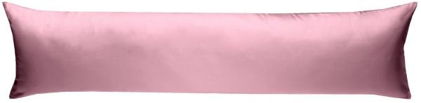 Mako Satin Seitenschläferkissen Bezug uni / einfarbig rosa 40x200 cm