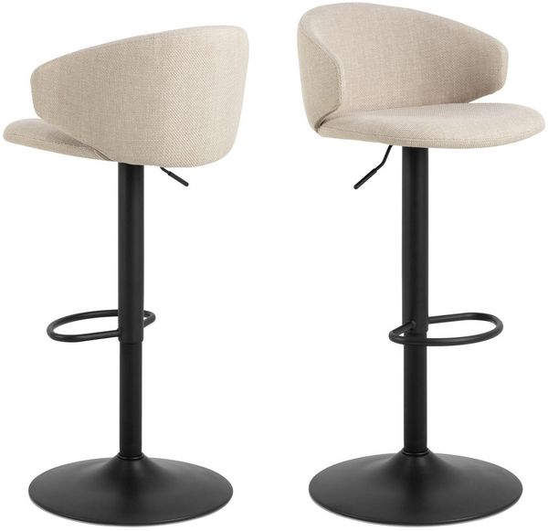 ACTONA GROUP Barhocker Ella (Set, 2 St, 2 stk), Barhocker, Basel beige, Trompete Gestell matt schwarz rau, 2 Stk