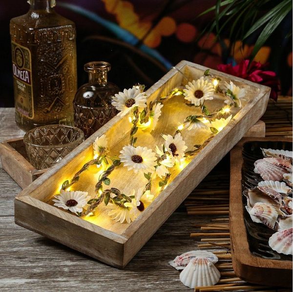 MARELIDA LED-Lichterkette, weiße Blumenlichter mit Timer, für Außen, 20-flammig, 1,45m