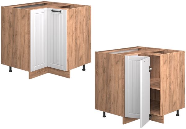 Eckunterschrank Fame-Line Weiß Landhaus 80.5 cm ohne Arbeitsplatte Vicco Bild 5