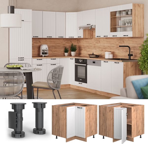 Eckunterschrank Fame-Line Weiß Landhaus 80.5 cm ohne Arbeitsplatte Vicco Bild 3