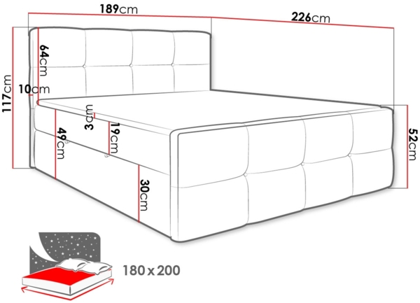 Boxspringbett 'Fuego', blau, 180x200 cm Bild 5