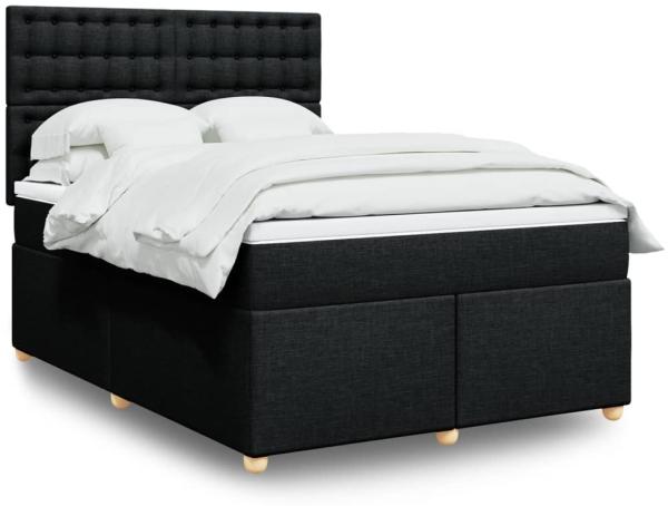 vidaXL Boxspringbett mit Matratze Schwarz 140x190 cm Stoff 3293591