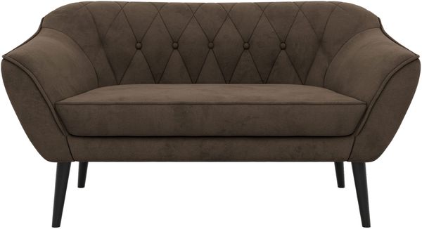 Polstersofa PIRS 2 Skandinavisches Sofa 2-Sitzer, Sofa mit Wellenfederung, Breite 140 cm, schwarze Füße Hoher Sitzkomfort - Braun Velvet Bild 7